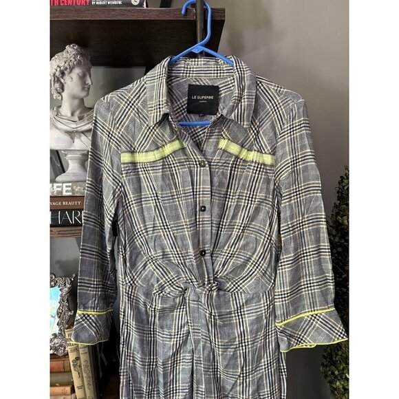 Le Superbe To-A-T Boyfriend Baller Midi Shirt Dress Black Grey Neon Womens Size - Picture 10 of 16